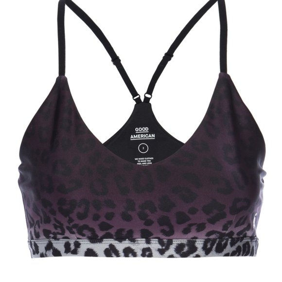 Good American NWOT Ombre Leopard Print Barely There Sports Bra Size 0 Athleisure - Picture 2 of 7